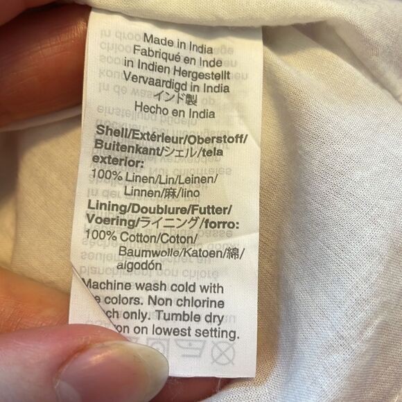 J Crew Button Up Midi Dress Mixed Stripe Linen 4 - Picture 7 of 8